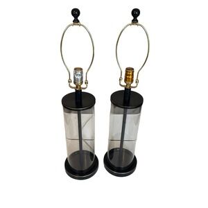 Lauren Ralph Lauren Payton Glass Tube Lamps Quiet Luxury Regency Pair